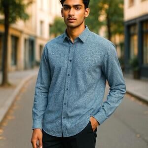 Saks Fifth Avenue Men's Button Down Shirt Long Sleeve Blue XXL NEW